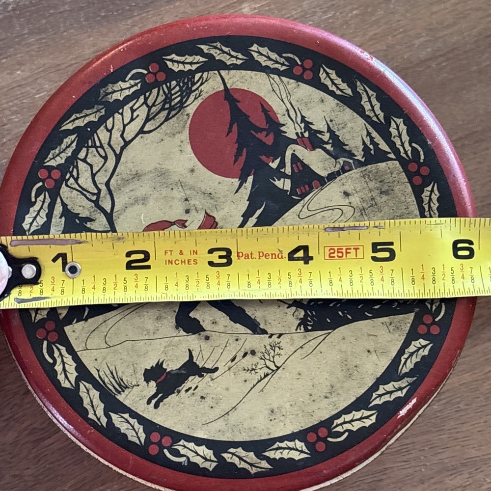 Vintage Independent Can Co. [Baltimore, MD] Black/Red/Gold Winter Metal Tin - Picture 9 of 9